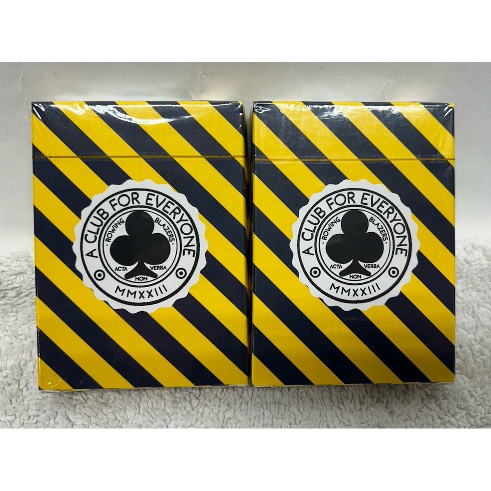 Rowing Blazers A Club For Everyone Rugby Stripe Yellow Deck of Cards 2 Pack New